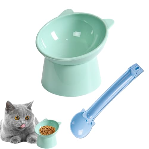 Qpets® Elevated Cat Bowl, Ergonomic Tilted Design, Anti-Slip, Durable PP Material, Easy Clean Feeding Bowl with Spoon, Prevents Whisker Fatigue & Vomiting, Ideal for Cats & Kittens Qpets® Elevated Cat Bowl, Ergonomic Tilted Design, Anti-Slip, Durable PP Material, Easy Clean Feeding Bowl with Spoon, Prevents Whisker Fatigue & Vomiting, Ideal for Cats & Kittens
